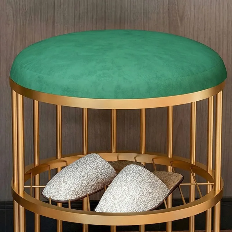 Elegant Round Metal Shoe Rack - Gold,Green media 5