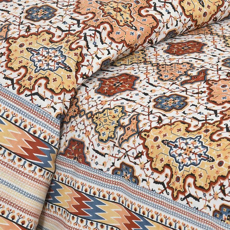 Baneeta Ethnic Bedshhet - Orange & Yellow Cotton Bedsheet - 180 TC media 4