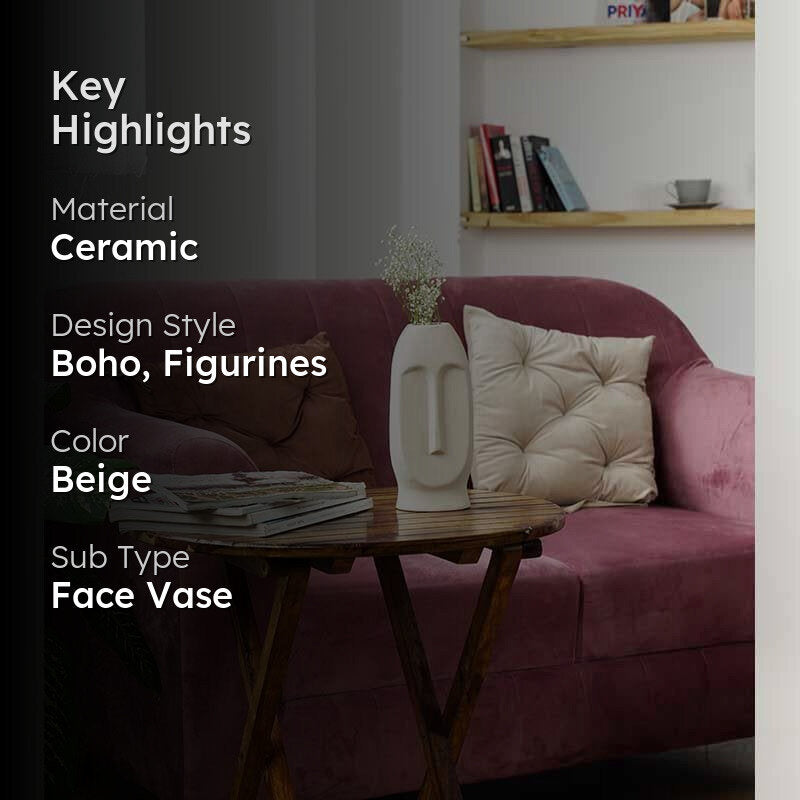 The Straight Face Vase - Beige media 2