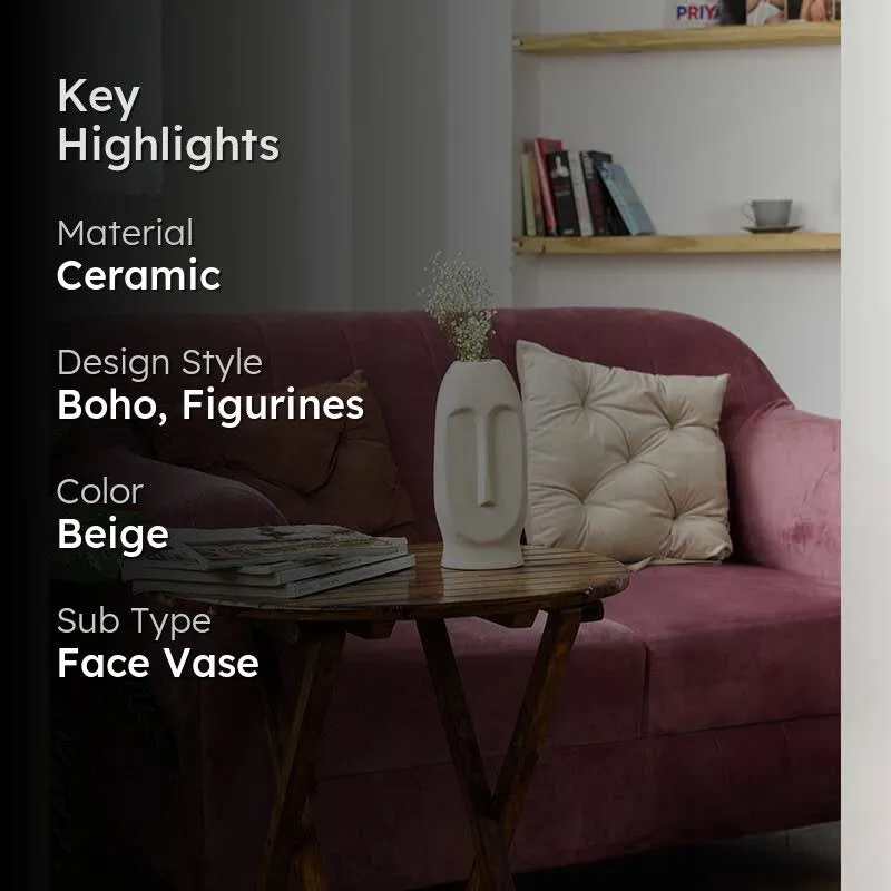 The Straight Face Vase - Beige media 2