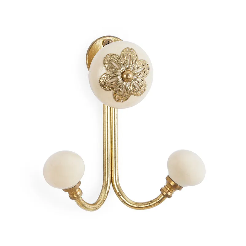 Rana Floral Filigree Wall Hook - White media 3