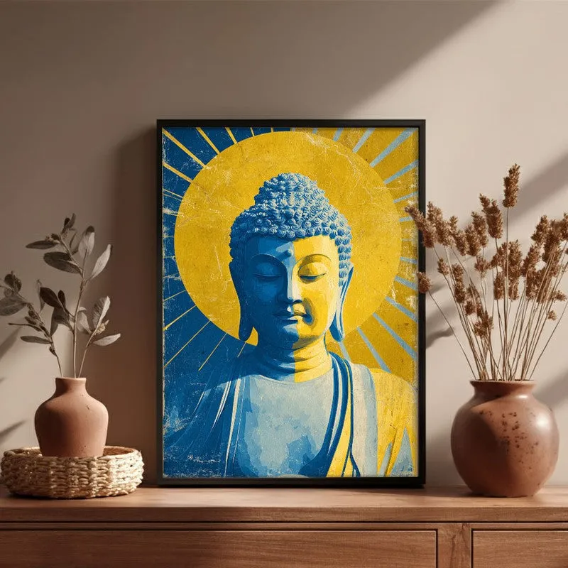Buddha In Golden Aura I Archival Paper Wall Painting With Black Frame media 6