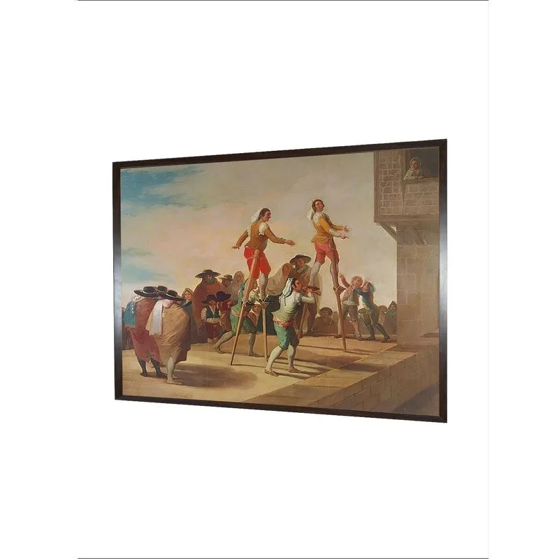 Angled view of the framed painting on a plain white background