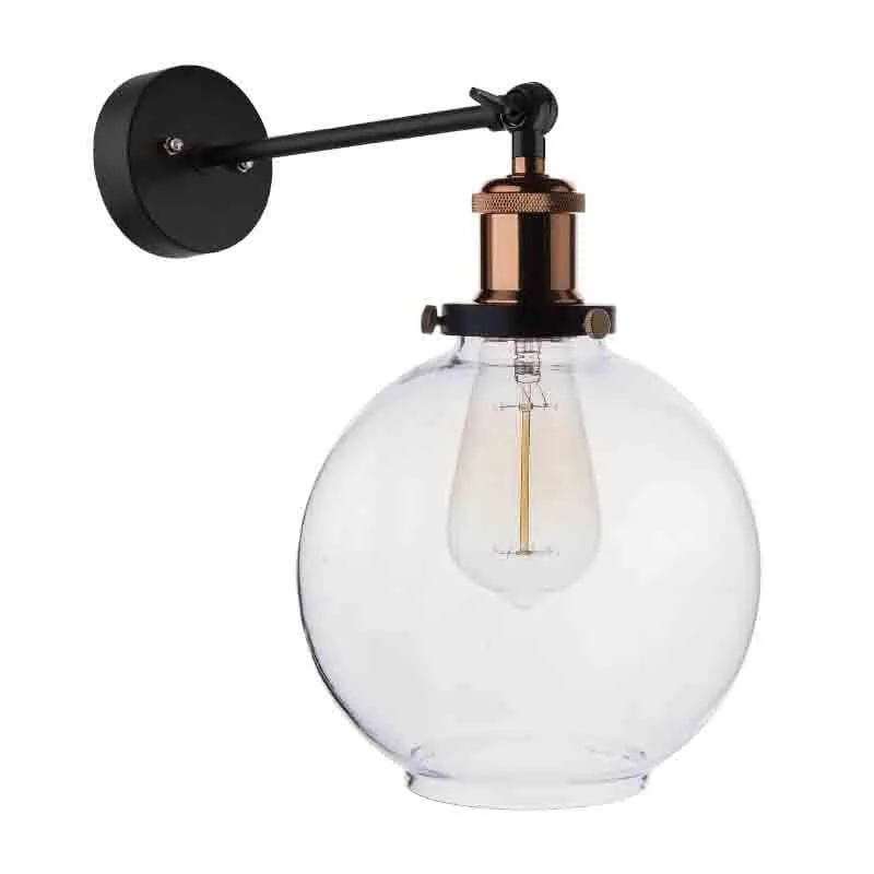 Globe Shine Glass & Metal Wall Lamp - Copper media 5