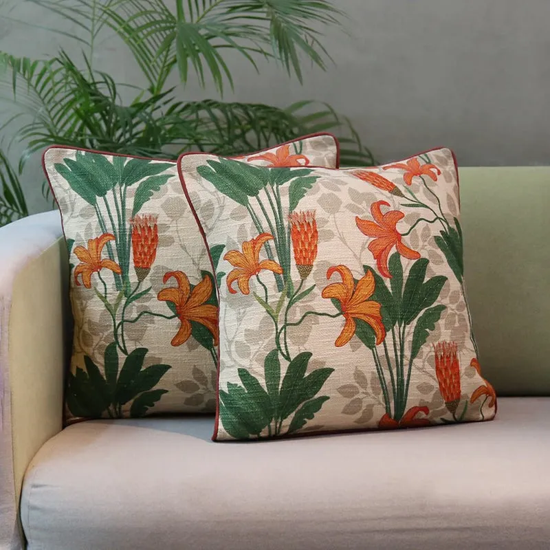 India Circus Maple Whispers Printed Cotton Cushion Cover - Set Of Two media 3