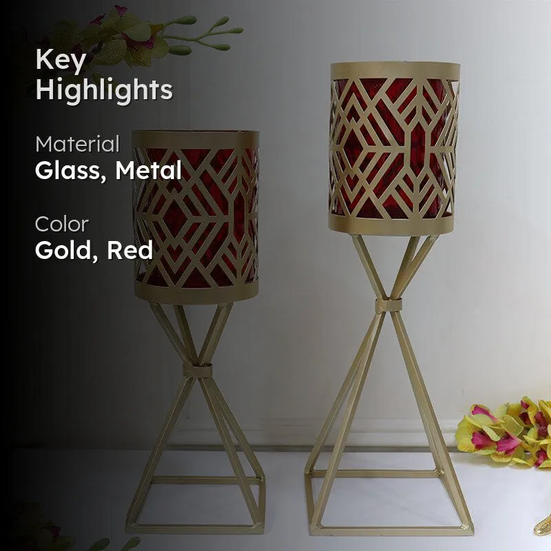 Stima Geometric Candle Holder (Gold) - Set Of Two media 2