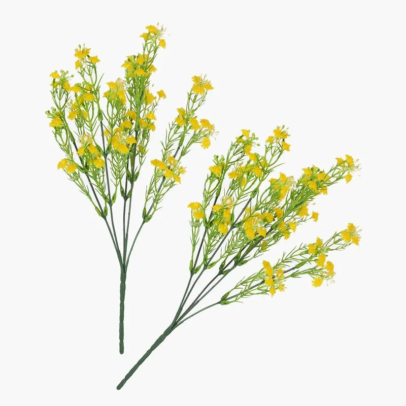 Aurevine Artificial Silk Faux Flowers With Pot (Yellow,1.16 feet) - Set Of Two media 3