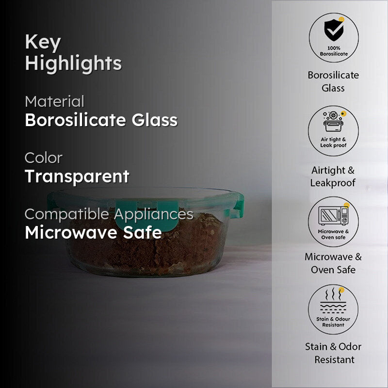 Crusade Round Glass Container - 930 ML media 2