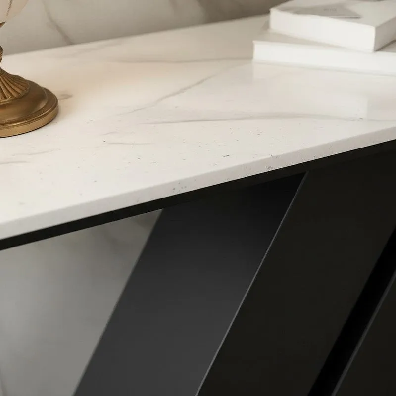 Elegant Metal Console Table with Marble Top (Black) - Medium media 3