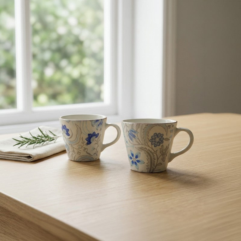 Florale Ceramic Tea Cups (150 mL Each) - Set of Two