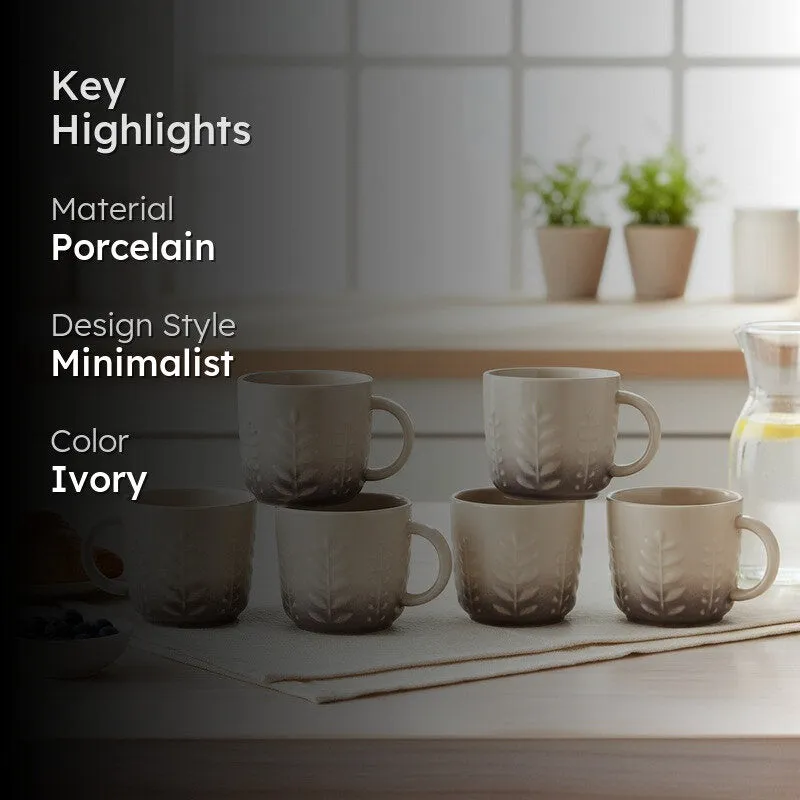 Calista Porcelain Tea Cup (200 mL Each,Grey) - Set Of Six media 2