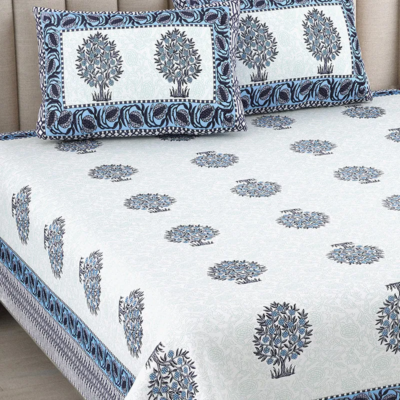 Anargha Cotton Bedsheet (Blue) - 180 TC media 3