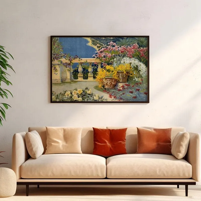 Sanremo Balcony Watercolor Canvas Wall Painting - Black Frame media 4