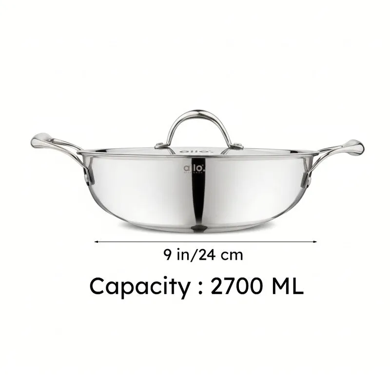 Suko Induction Safe Kadhai With Lid - 2700 mL / 9 Inches media 8