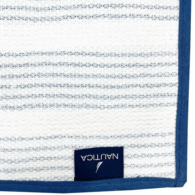 Nautica Riviera Lines Striped Anti-Skid Bath Mat - Navy Blue media 5