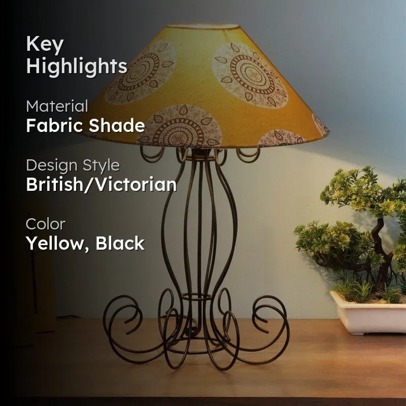 Mandala Merry Kaito Fabric Table Lamp - Yellow,Black media 2