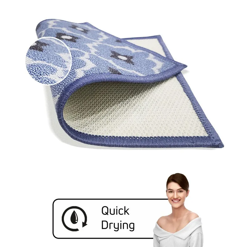 Eris Floral Nylon Door Mats - Blue,Grey media 4