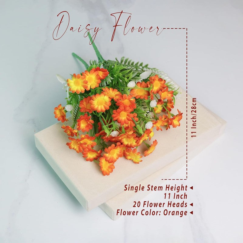 Bit-Daisy Silk Artificial Flowers Stick - Orange & Yellow media 9