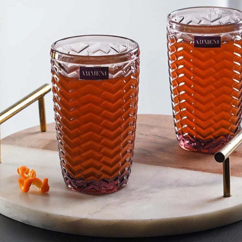 Chevs Tall Glass (Maroon) (390 ml ) - Set Of Four media 3