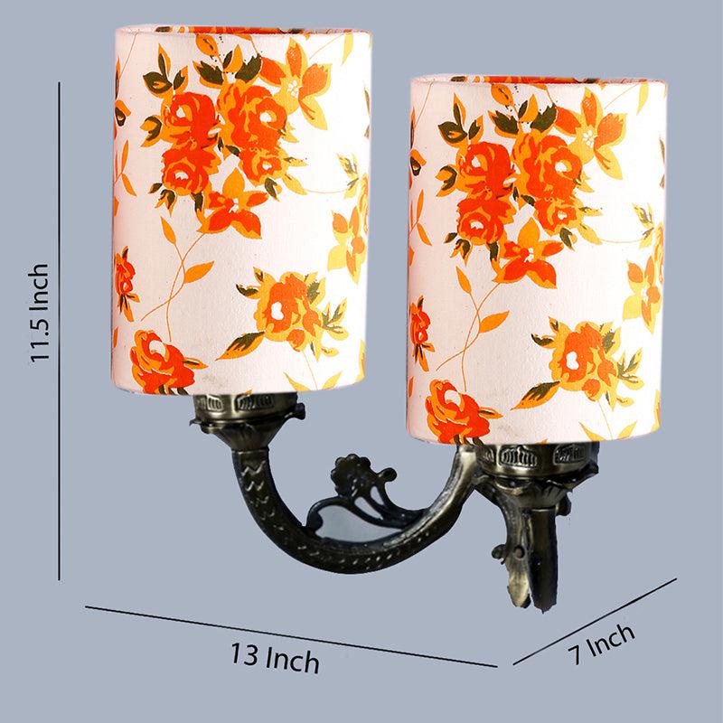 Vintage Ibis Floral Cylindrical Duo Fabric & Metal Wall Lamp media 4
