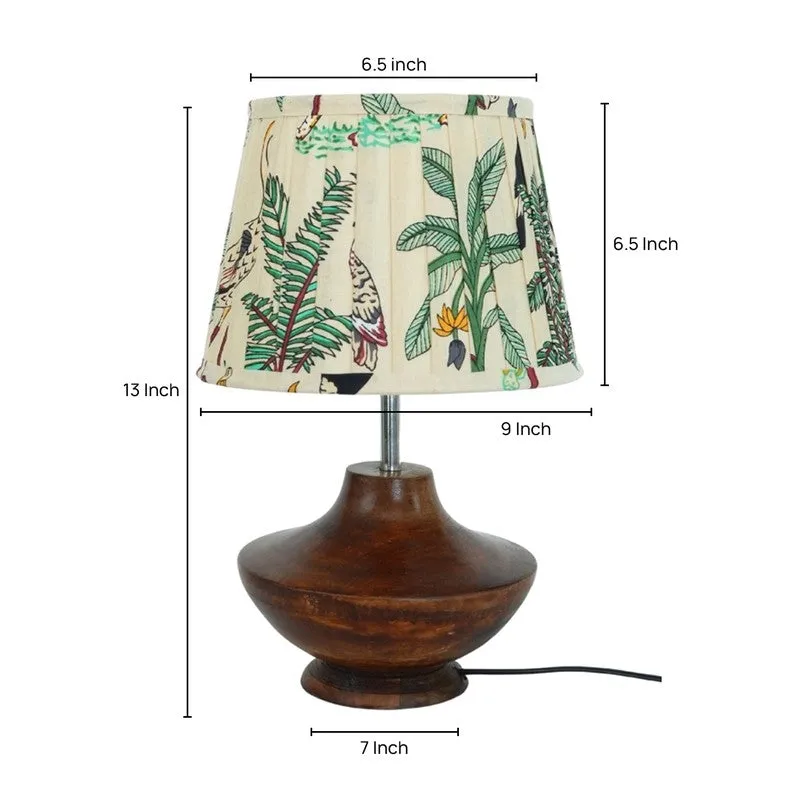 Leafora Wooden Base Cotton Table Lamp - Multicolor media 5