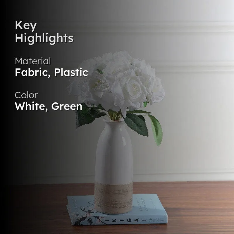 Aurielle Rose Fabric Artificial Flower - White media 2