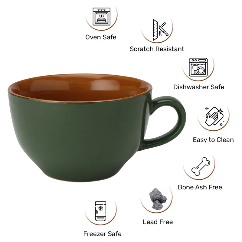 Ruby Ceramic Coffee Mug (350 mL) - Green & Brown media 6