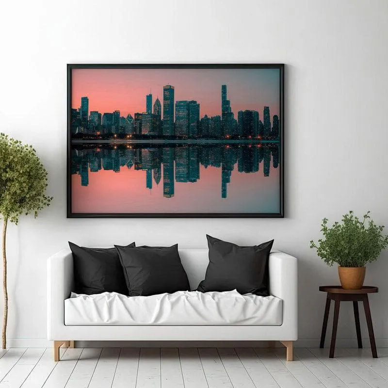 Cityscape Canvas Wall Painting - Black Frame media 3