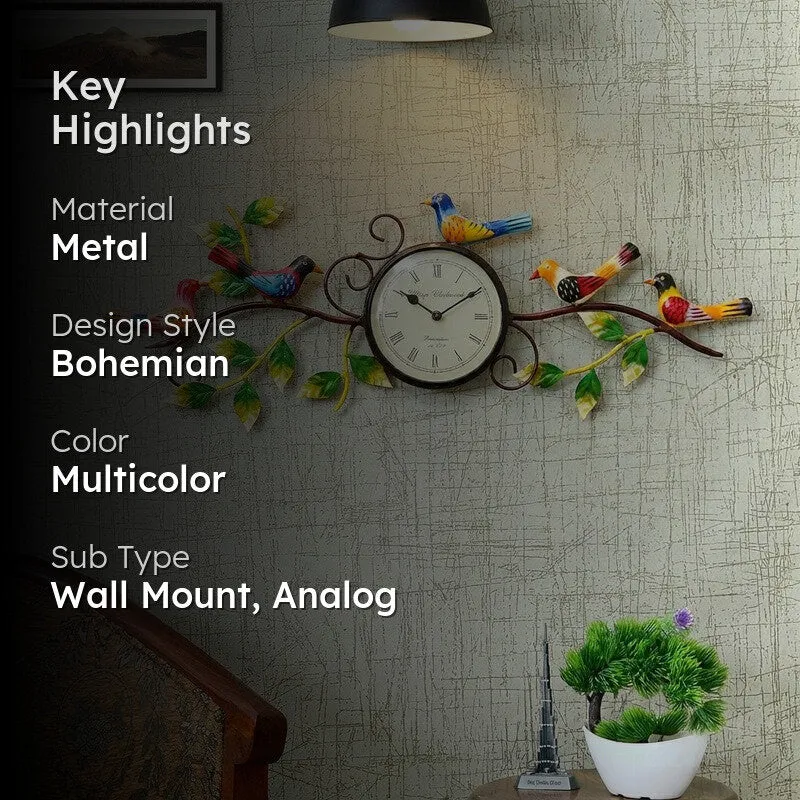 Sparrow Art Inspired Metal Wall Clock media 2