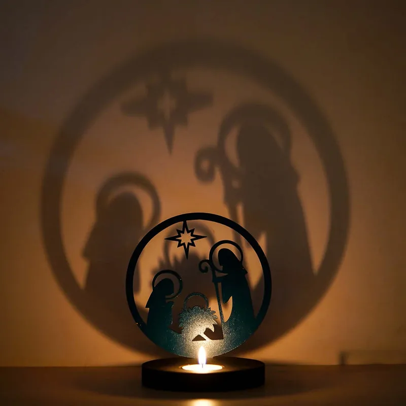 Star Of Bethlehem Wood Tea Light Holder - Green media 5
