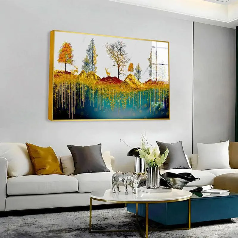 The Golden Range Modern Canvas Wall Art With Frame - Gold media 4