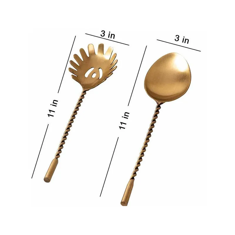 Twisted Love Salad Serving Spoon (Gold) - Set Of Two media 5