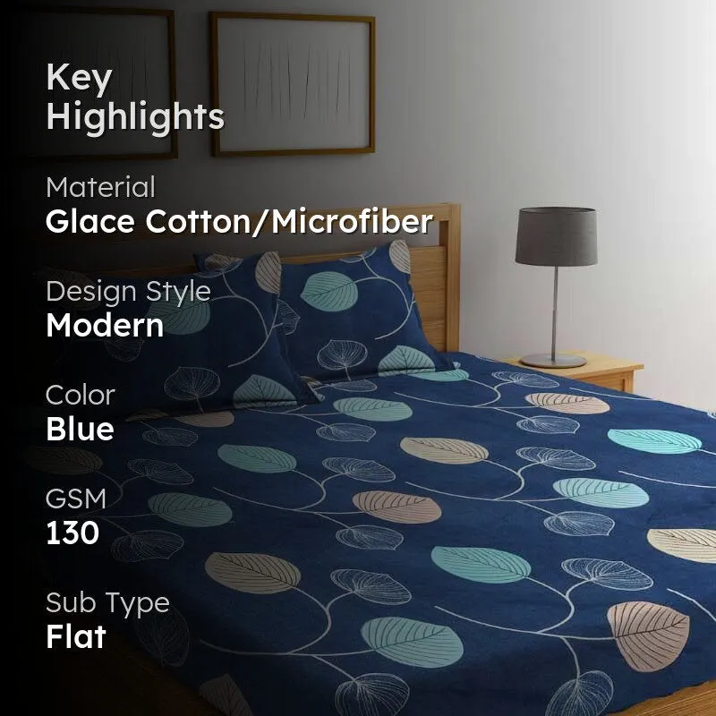 Presso Leaf Printed Microfiber Bedsheet - 130 GSM media 2