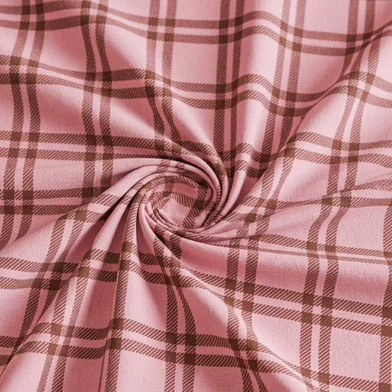 Sanja Checkered Cotton Bedsheet (Pink) - 144 TC media 5