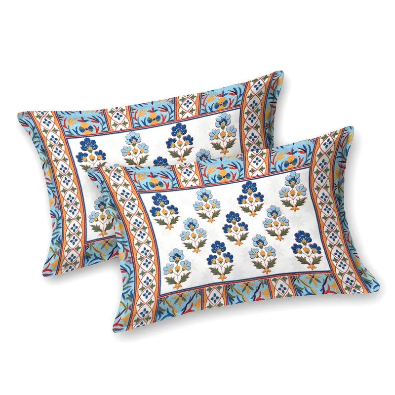 Shringar Cotton Bedsheet (Blue,White) - 180 GSM media 6