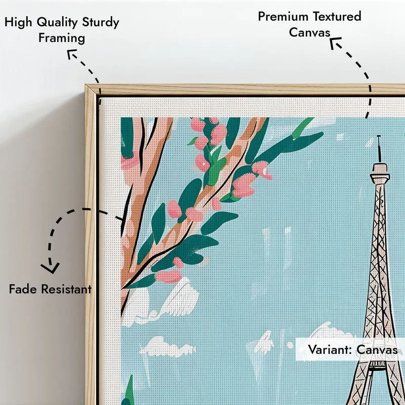 Vintage Paris Framed Canvas Archival Canvas Wall Painting - Natural Brown Frame media 6