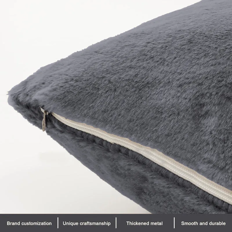 Cozy Puff Fur Cushion Cover Set (Grey) - Set Of Two media 6