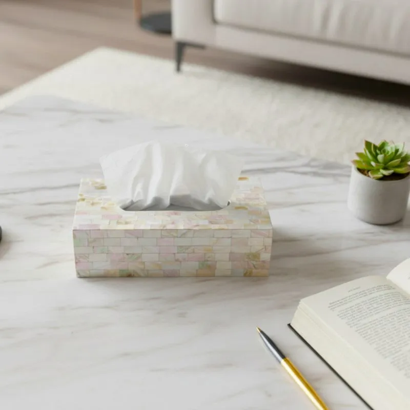 Pearl & Pleat Mother Of Pearl Tissue Holder media 2