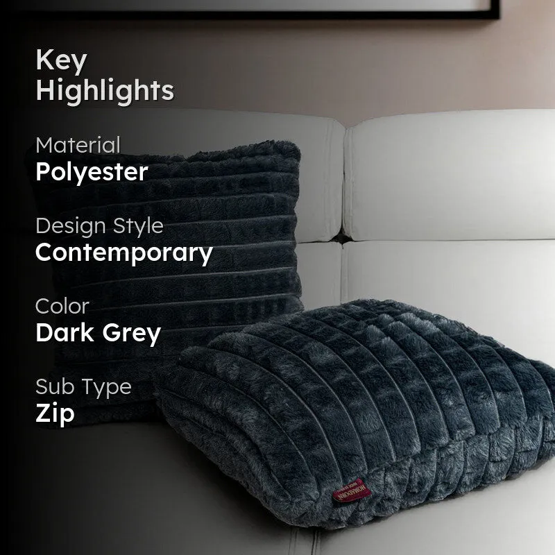 Frost Waffle Dark Grey Cushion Cover (Square) Set of Two media 2