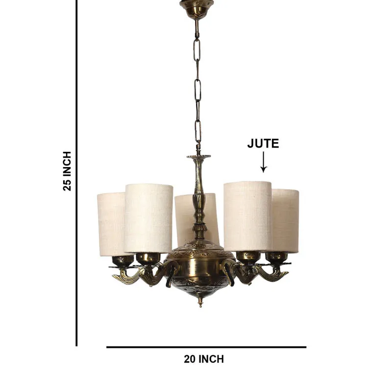 Glanna Cylindrical Golden Antique Ceiling Lamp media 6