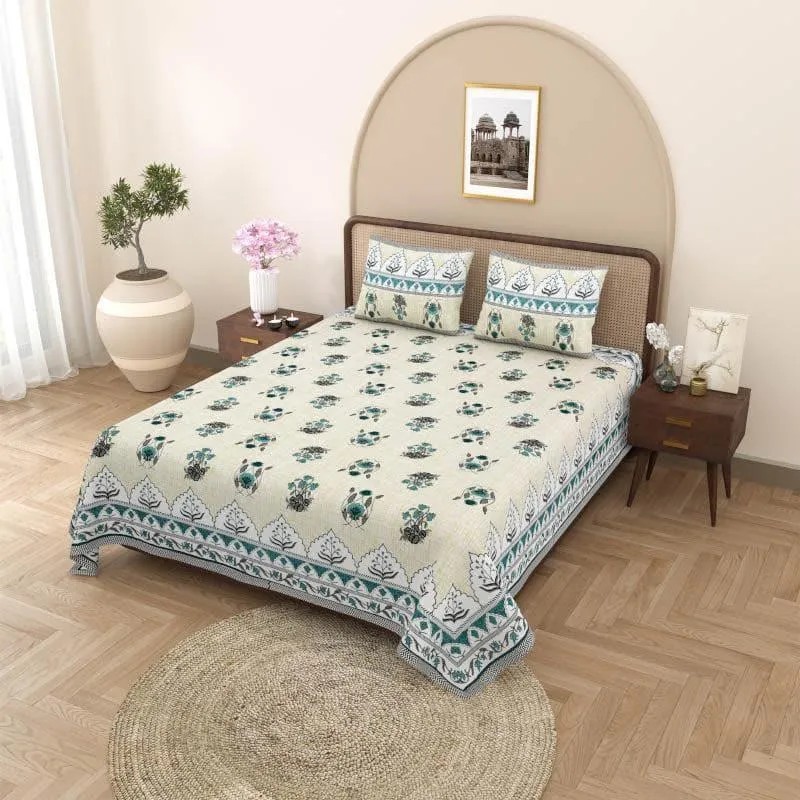 Mustafa Printed Cotton Bedsheet (Lemon) - 240 TC media 1