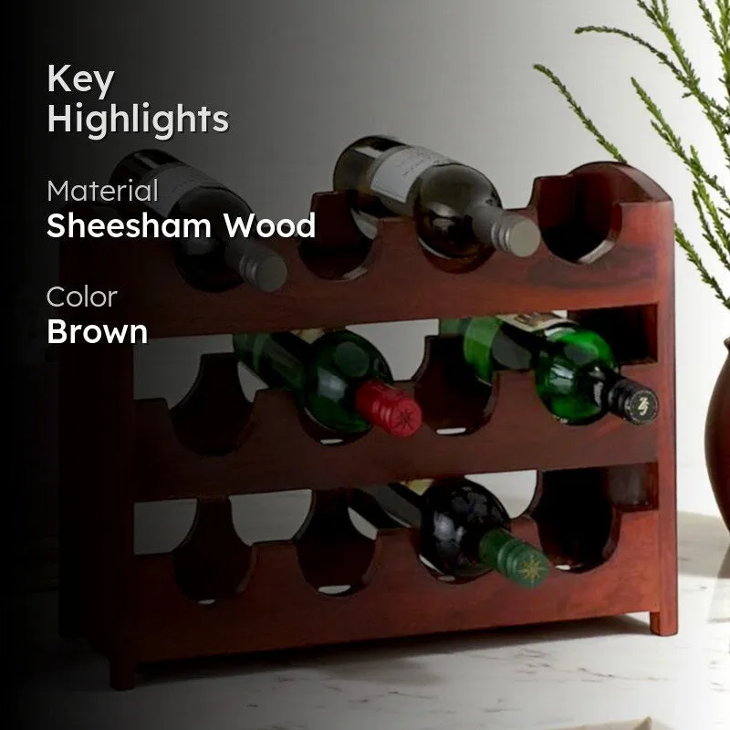 Yverox Sheesham Wooden Wine Rack - Red media 2