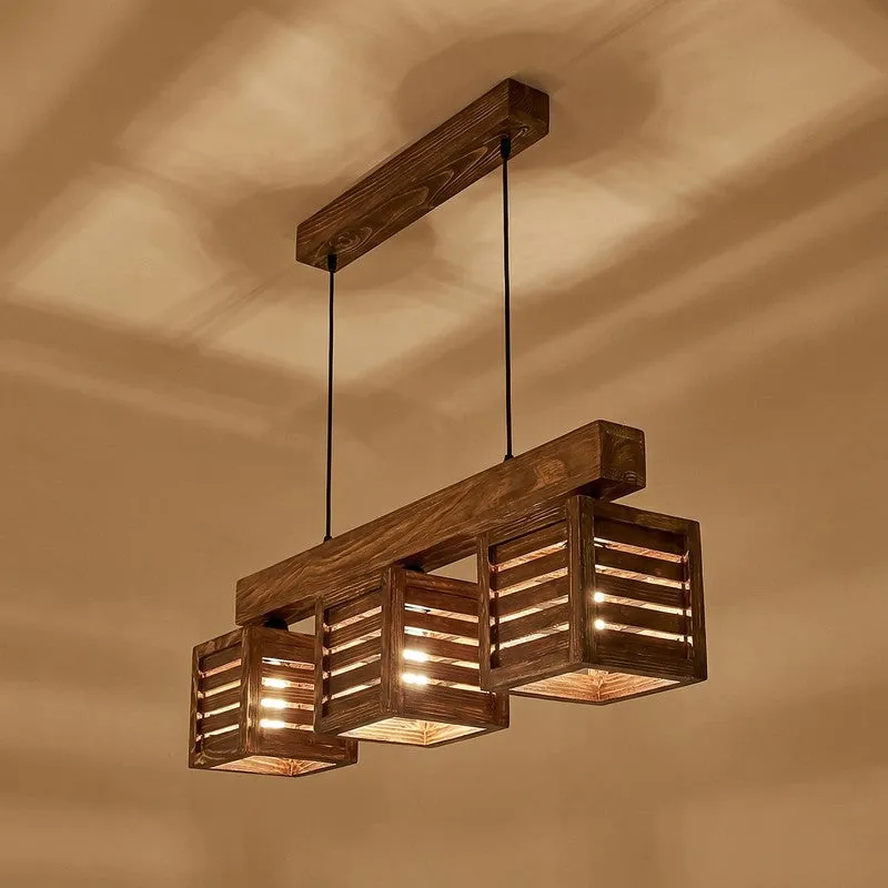 TriFrame Wooden Ceiling Lamp - Brown media 4