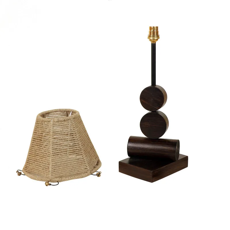Rajni Wooden & Jute Table Lamp - Brown,Beige media 5