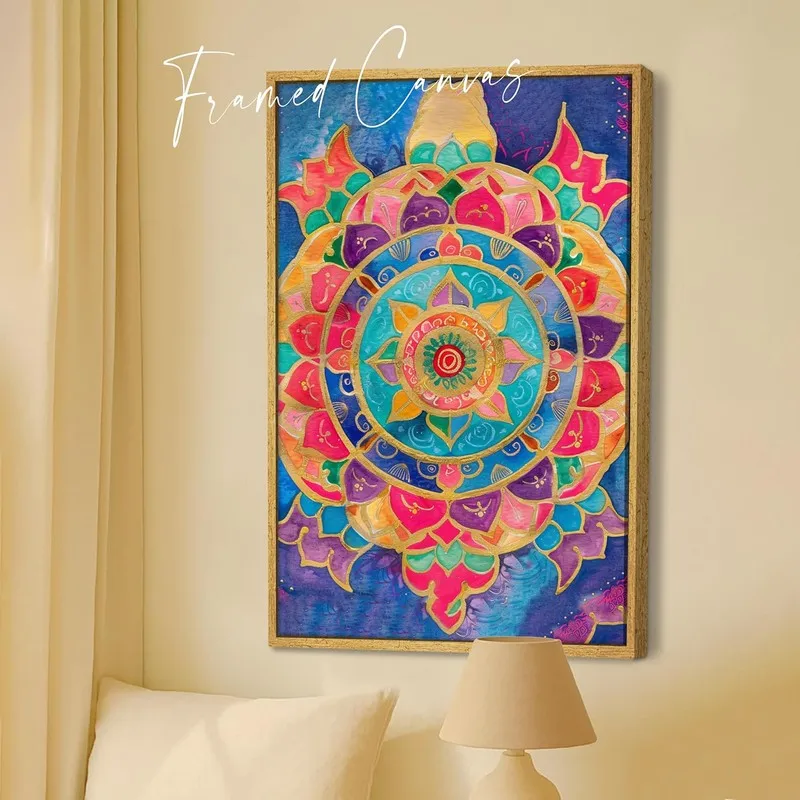 Vibrant Prism Mandala Wall Art With Frame media 5