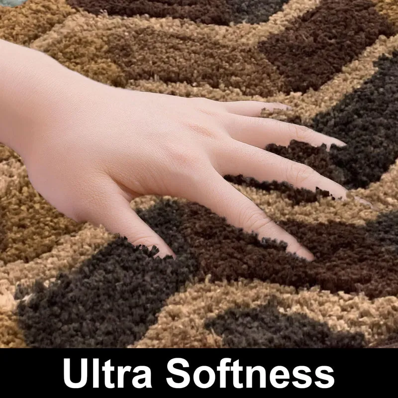 Chevra Wave Microfiber Bath Mat - Brown media 4