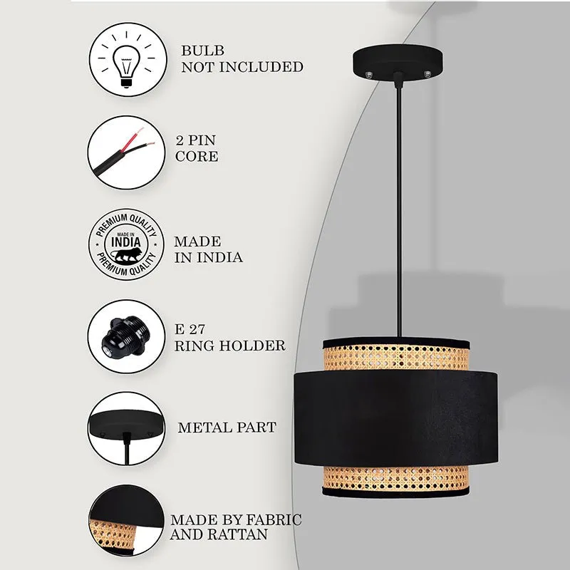 Rustic Glow Rattan Ceiling Lamp - Black media 4