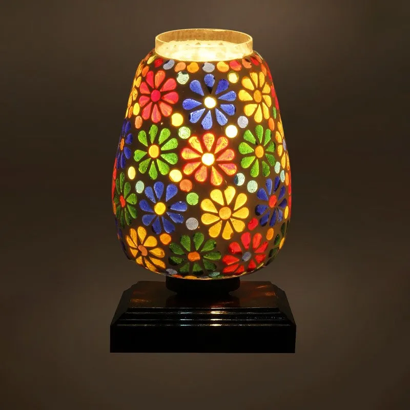 Glasmora Glass Table Lamp With Wooden Base - Multicolor media 7