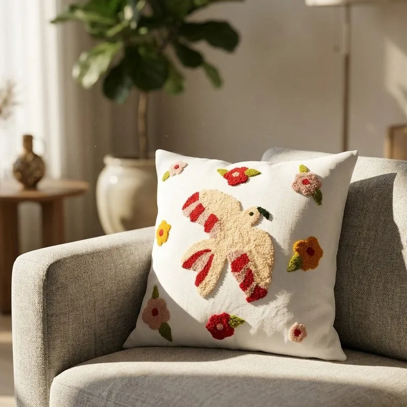 Flying Threads Tufted Cotton Cushion Cover media 3