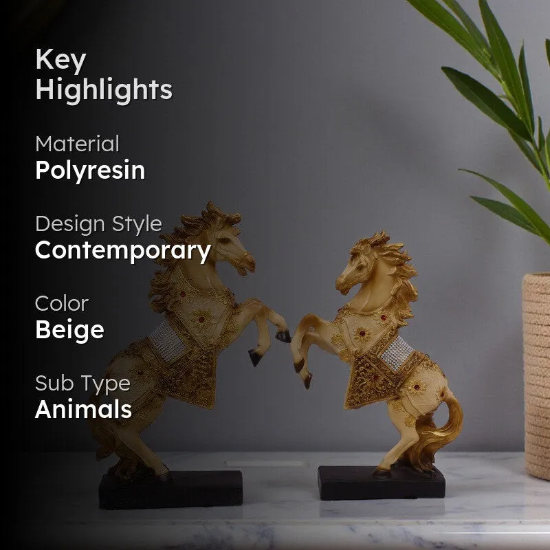 Regal Horse Polyresin Showpiece - Set Of Two media 2